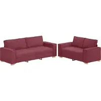 Syfax Set di Divani 2 pz con Cuscini Rosso Vino in Tessuto