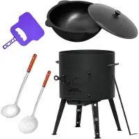 4BIG.fun Ø44 Uchag, acciaio 2 mm, Utschak 16L, griglia Kazan, mestolo, mestolo da minestra, Utschak, Utschag, Kazan, cucina da campo, cucina all'aperto, fornello per stufati, fornello da campo