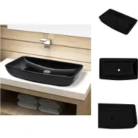 vidaXL Lavabo in Vetroceramica nero rettangolare - Lavabo da bagno