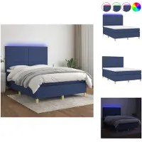vidaXL Letto a molle con materasso e tessuto LED blu 140x200 cm - Letti e strutture letto
