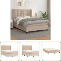 The Living Store Letto a molle insacchettate Materasso Cappuccino-Marrone 140x200cm Similcuoio