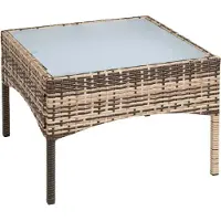 ESTEXO Tavolino in polyrattan Tavolo da salotto Tavolo da giardino in rattan Tavolo da balcone Beige-marrone