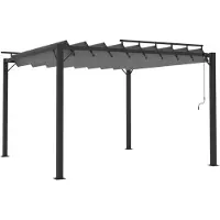 Syfax Gazebo con Tetto a Lamelle 3x3 m in Tessuto Antracite/Alluminio