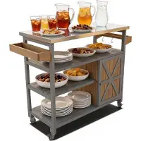 Coemo Carrello di servizio Grillstation James M Grau Isola da cucina in legno, su rotelle 118 x 47 x 92 cm
