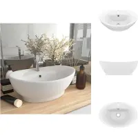 vidaXL Lavabo con troppopieno ovale bianco opaco 58,5x39 cm in Vetroceramica - Lavabo da bagno