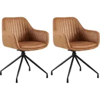 BellaFurn confezione da 2 sedie da pranzo - sedie a conchiglia con lussuoso comfort e funzione girevole | Colore: marrone chiaro | Materiale: Pelle finta vintage