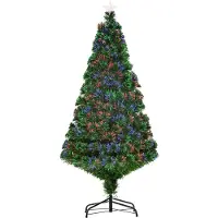 Northio Albero di Natale Albero di Natale artificiale Albero in fibra luminosa a LED con supporto in metallo, fibra ottica cambia colore, verde, 150 cm