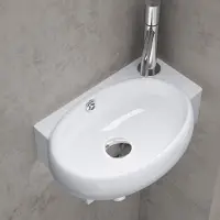Doporro Lavabo da Appoggio 42x28x15cm, Lavandino Bagno in Vetroceramica Nano Rivestimenti Inclusi Brš¹ssel001L, Bianco