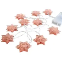 Gift Company Regalo-Azienda luci fiabesche LED a batteria doppia stella color rame L circa 1,6 m