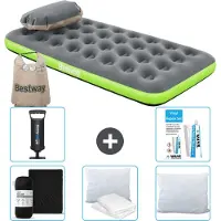Bestway Materasso gonfiabile - 1 persona - 99 x 188 x 22 cm - grigio/verde - accessori inclusi