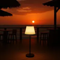 MeLiTec Luce solare , lampada solare da terra senza fili, 100 cm, funzionamento a batteria USB-C, per esterni e interni, funzione cambio colore, anche come lampada da tavolo 60 cm, SO50-1