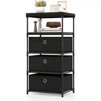 KOMFOTTEU Comodino con 3 cassetti rivestiti in tessuto, mobile contenitivo stretto con sistema antiribaltamento, cassettiera con struttura in metallo, per soggiorno, ufficio, 40 x 30 x 81 cm