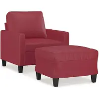 Syfax Poltrona con Poggiapiedi Rosso Vino 60 cm in Pelle finta