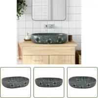 The Living Store Lavabo da appoggio Blu Ovale 59x40x14 cm Vetroceramica