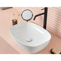 Sanycces Lavabo da appoggio BALTA 50,5 x 38,5 x 14h cm, con valvola a stelo "ClickClack", bianco