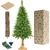 Springos Albero di Natale artificiale pino tronco naturale sacco di iuta 220 cm