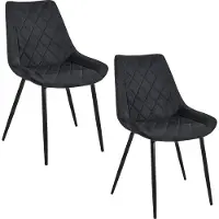 Akord Set di 2 sedie da pranzo SJ.0488 Sedia imbottita in velluto nero