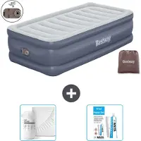 Bestway Materasso gonfiabile - 1 persona - 97 x 191 x 51 cm - Grigio - Accessori inclusi