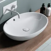 Doporro Lavabo da Appoggio 63x41x15cm, Lavandino Bagno in Vetroceramica Nano Rivestimenti Brš¹ssel306