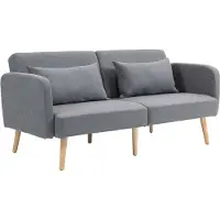 HOMCOM Divano letto a 3 posti, divano letto a 2 posti con funzione letto, 2 cuscini decorativi