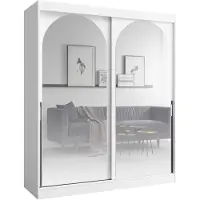 PAWS MÖBEL Armadio scorrevole bianco 180x215x65 MONIDO con specchi moderno e funzionale, armadio per camera da letto, mobile
