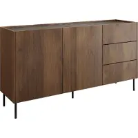 Mirjan 24 Credenza Tewos K160 3SZ, comoda con due ante a battente e tre cassetti, piedini in metallo nero (colore: noce Warmia / noce Warmia + marmo nero)