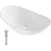 Sweiko Lavabo moderno in Vetroceramica Lavabo da appoggio per bagno Ovale 592x361x158mm