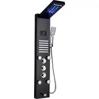 OEM Rubinetto per pannello doccia, soffione a pioggia a cascata, display digitale della temperatura dell'acqua, nero 8004