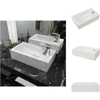 vidaXL Lavabo rettangolare con foro per rubinetto in Vetroceramica bianca 46x25,5x12 cm - Lavabo bagno