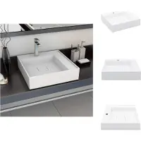 vidaXL Lavabo 50 x 50 x 12,3 cm Fusione minerale/marmo bianco - Lavabo bagno