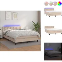 vidaXL Letto a molle con materasso e LED cappuccino-marrone 140x200cm - Letti & strutture letto
