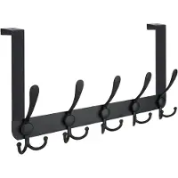 OEM Binario di sospensione - RVS - 5 fori - Set di sospensione - Supporti di fissaggio - Non richiede forature - Adatto per porte di camere da letto, bagni e cucine - Nero