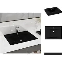 vidaXL Lavabo con foro per rubinetto nero opaco 60x46 cm in Vetroceramica - Lavabo da bagno