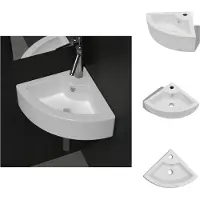 vidaXL Lavabo con troppopieno 45 x 32 x 12,5 cm Bianco - Lavabo da bagno