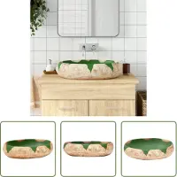 The Living Store Lavabo da appoggio verde e marrone ovale 59x40x15 cm in Vetroceramica