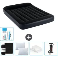 Intex Letto ad aria - Letto matrimoniale - 137 x 191 x 25 cm - Blu scuro - Consegna inclusa Lenzuolo di ricambio - Bacio - Pompa - Set di riparazione e protezione del cuscino