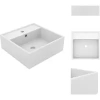 vidaXL Lavabo con troppopieno quadrato bianco opaco 41x41 cm - Lavabo da bagno