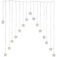 Star Trading Tenda luminosa a LED 15 stelle illuminate bianco caldo timer L 125 cm H 120 cm