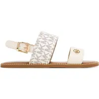 Michael Kors sandali da bambina con doppia fascia frontale e logo monogram puntinato all over vaniglia