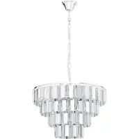 Eglo Lampadario A Sospensione Moderno Erseka Acciaio Cromo Cristallo 7 Luci E14