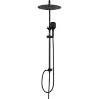 Dylin GmbH JOHO Colonna Doccia Nero Opaco in Acciaio Inox Set doccia a Pioggia con Soffione e Doccetta D30cm