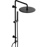 Dylin GmbH JOHO Colonna Doccia Acciaio Inox Senza Miscelatore, Set Doccia con Asta Doccia 92 cm, Saliscendi Doccia con Soffione Pioggia Rotondo D30cm Nero