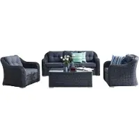 Rojaplast Set da giardino in rattan artificiale RICHMOND antracite