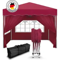 Kronenburg Gazebo pieghevole 3x3 m - Impermeabile, protezione UV 50+, 4 pareti laterali, rosso