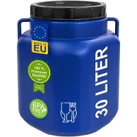 Plasteo 30 litri barile a collo largo quadrato con coperchio e manici, adatto agli alimenti e senza BPA Barile per bagagli Barile per crauti Barile per alimenti Barile universale
