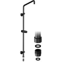 Dylin GmbH Asta doccia JOHO in acciaio inox con supporto per doccetta e con adattatore per filettatura, fissaggio a parete variabile asta doccia a pioggia nera