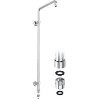 Dylin GmbH JOHO Asta doccia acciaio inox adattatore filettato da 1/2" IG a 3/4"AG,fissaggio parete variabile, per doccia pioggia,con lunghezza fissa 92cm,cromata