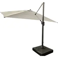 Zenit Energy GmbH Ombrello semaforico Premium in alluminio 3x4 m grigio chiaro girevole incl. portaombrelli riempibile