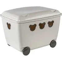 BranQ Orso Teddy Box Scatola portagiochi con coperchio e ruote Scatola portaoggetti Orso 55L Bianco