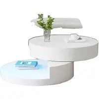 OEM Tavolino da caffè, piano girevole a 360°, portata 30 kg, cilindrico bianco